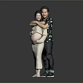 Expectant Couple Embracing Tenderly With Hands On Pregnant Belly Against Simple Gray Background