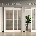 Cream Style Elegant Glass Sliding Doors For Modern Kitchen Interior With Transparent Panels