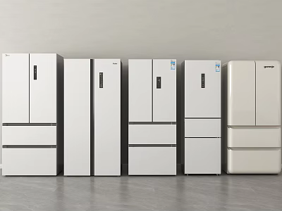 White Refrigerators and Freezers with Various Styles in Home Appliance 3d model