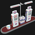 TOTAL Service Station Setup With Fuel Pumps Overhead Signs And Containers
