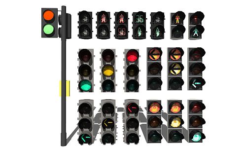 Modern traffic light indicator 3d model