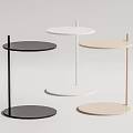 Modern Minimalist Side Tables with Round Top and Metal Frame in Black White and Beige