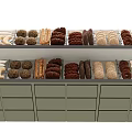 Display Shelves with Assorted Pastries Cookies and Biscuits Neatly Arranged in Retail Store