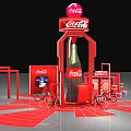 Coca Cola Exhibition Booth With Red Design Large Bottle Model Seats And Bicycles