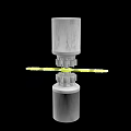 Automotive Gear Shaft Assembly With Yellow Blades And Cylindrical Housing