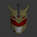 Stylish White Helmet With Red Visor And Gold Decorative Accents
