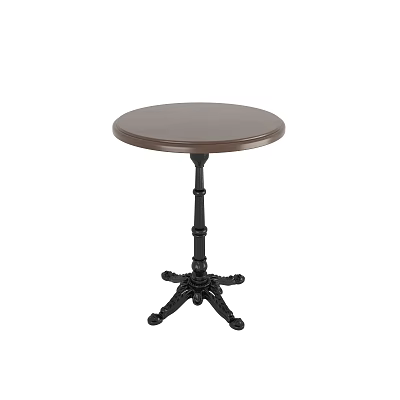 Elegant Round Table with Brown Top Black Carved Pedestal and Multi Foot Base 3d model