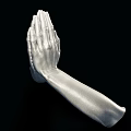 Smooth Praying Hands Sculpture Artistic Carving Detailed Design on Black Background