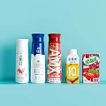 Different Types of Beverages Including Milk Yogurt Juice Drinks with Colorful Bottles and Cartons