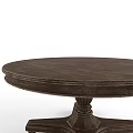 Round Dark Brown Solid Wood Coffee Table With Carved Decorative Base 3d model