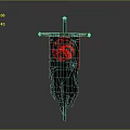 Medieval Banner With Red Dragon Design On Black Background And Sword Pole