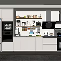 Elegant Modern Kitchen Interior With White Cabinets Countertop And Appliances 3d model