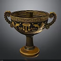 Classical Sculpture Carving With Twisted Handles Golden Decorations Dolphin And Geometric Patterns