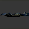 Garden Landscape with 3D Terrain Model Mountains Green Vegetation and Blue Water Areas
