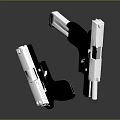 Modern Tactical Weapon Collection Featuring Pistol And Folding Knife With Metal Parts