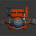 Game Movie Character In Red And Blue Astronaut Suit With Backpack 3D Rendered