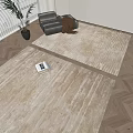 Neutral Toned Square Rugs on Wooden Floor Living Room with Gray Sofa and Book