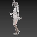 Anime Style Woman In White Dress With Brown Boots Headband And Belt Holding Axe
