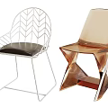 Modern Leisure Chairs With Metal Leaf Pattern Frame Black Seat And Acrylic Geometric Design