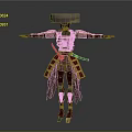 Mechanical Samurai Robot Warrior Character With Traditional Armor And Extended Arms