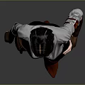 Game Movie Character With Black Short Hair White Top Red Corset Brown Gloves Red Boots