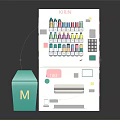 KIRIN White Vending Machine With Green Cube And Letter M Design 3d model