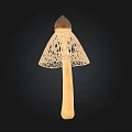 Decorative Mushroom Ornament With Brown Cap And Lacy Cream Handle Design