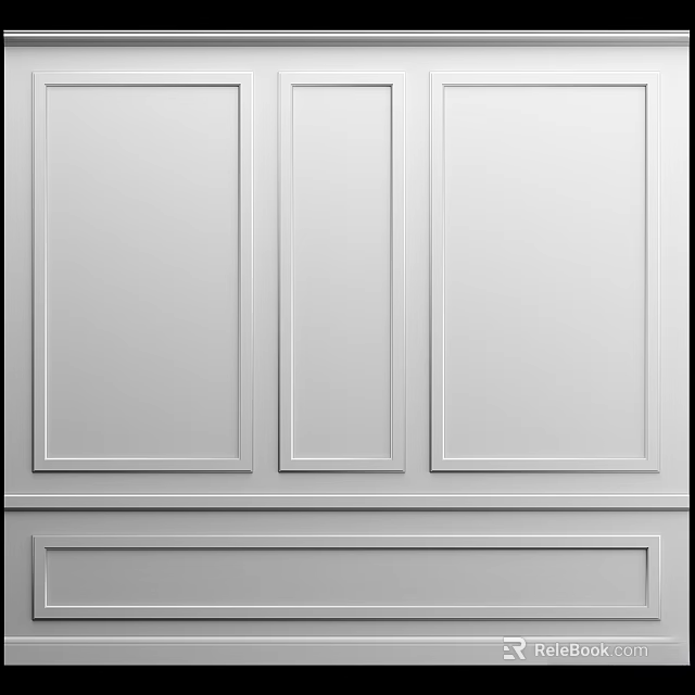 Minimalist White Wall Panel Design With Rectangular Panels And Decorative Strip 3d model