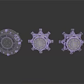 Three Industrial Gear Shaped Mechanical Equipment Components With Metal Construction