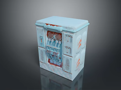 Light Blue Cube Shaped Decorative Item With Vintage Design And Red Accents 3d model