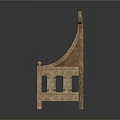 Traditional Wooden Chair With Carved Cross Backrest And Hollowed Legs Design