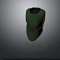 Warrior In Green Armor With Black Leather Straps And Metal Buckles