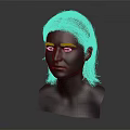 Detailed 3D Head Model With Brown Hair And Visible Facial Organs