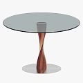 Elegant Modern Round Coffee Table With Clear Glass Top And Twisted Wooden Stand