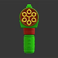 Green Toy Bubble Gun With Multiple Colorful Rings And Blue Handle