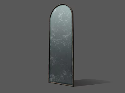 Arched Full Length Mirror With Metal Frame For Modern Home Decor 3d model