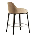Modern Upholstered Bar Stools In Beige And Gray With Black Legs And Metal Footrest