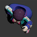 Anime Style Female Character With Purple Hair And Colorful Outfit