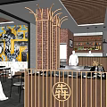 Stylish Restaurant Interior Featuring Graffiti Wall Bar Counter Bar Stools And Hanging Lights