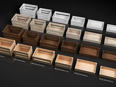 Wooden And White Storage Shelves With Various Sizes For Home Organization 3d model