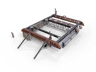 Mechanical Equipment Metal Frame Structure With Support Legs And Brown Components 3d model