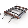 Mechanical Equipment Metal Frame Structure With Support Legs And Brown Components