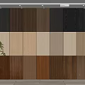 Modern Wooden Wall Paneling With Light And Dark Color Blocks And Indoor Plant