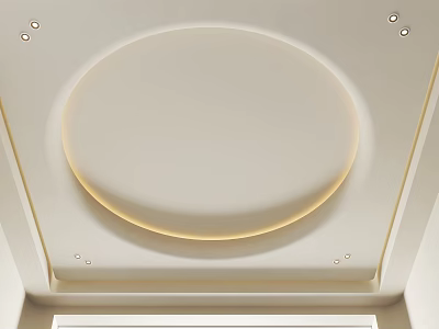 Modern Circular Ceiling Design With Soft Recessed Lighting And Elegant Smooth Surface 3d model