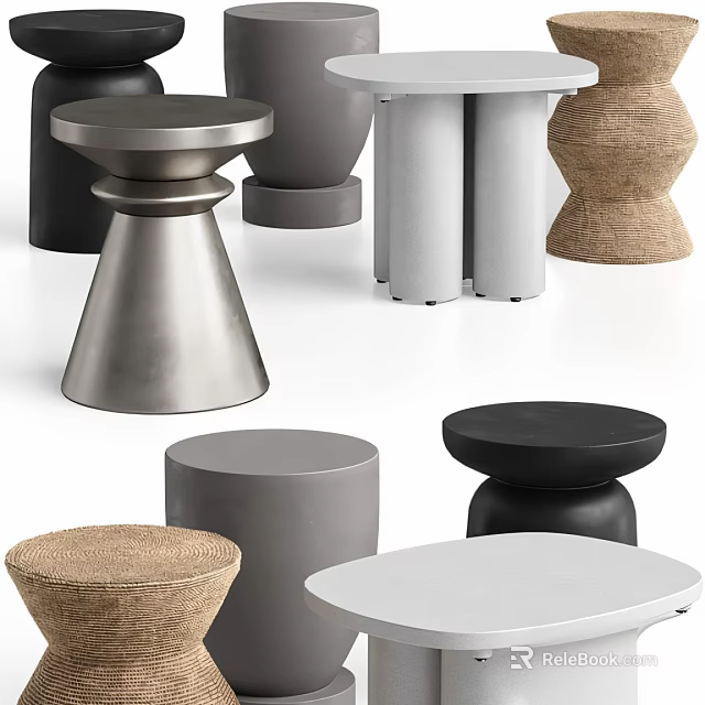 Modern Coffee Tables With Metal Gray Woven White Black Sleek Various Shape Designs 3d model 