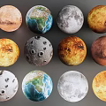 Twelve Different Celestial Planet Globe Models Featuring Earth Moon and Mars