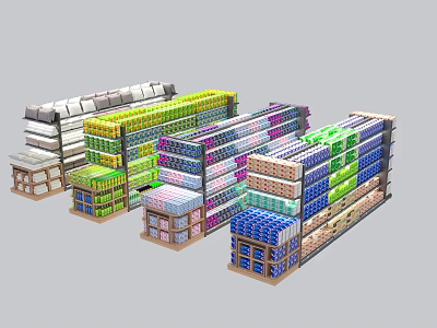 Vibrant Multi Tiered Display Shelves With Colorful Sections For Retail Store Merchandise 3d model