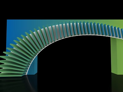 Modern Event Gateway With Curved Blue Green Striped Decorative Design Elements 3d model