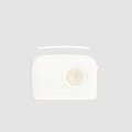 White Portable Bluetooth Speaker With Hand Strap And Round Speaker Grill Design