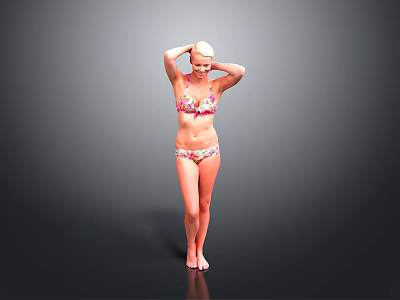 Fashionable Colorful Printed Women's Bikini Swimwear For Summer Beach Wear 3d model